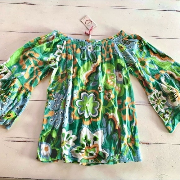 Anthropologie Off-The-Shoulder Bohemian Floral Top Size Small Raga Boho Top NWT - Picture 4 of 11